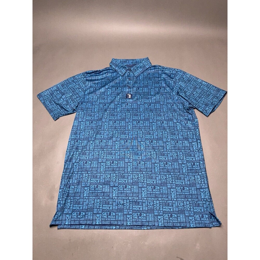Bogey Bros Golf Co Mens Blue Get In The Hole Performance Polo Shirt XL